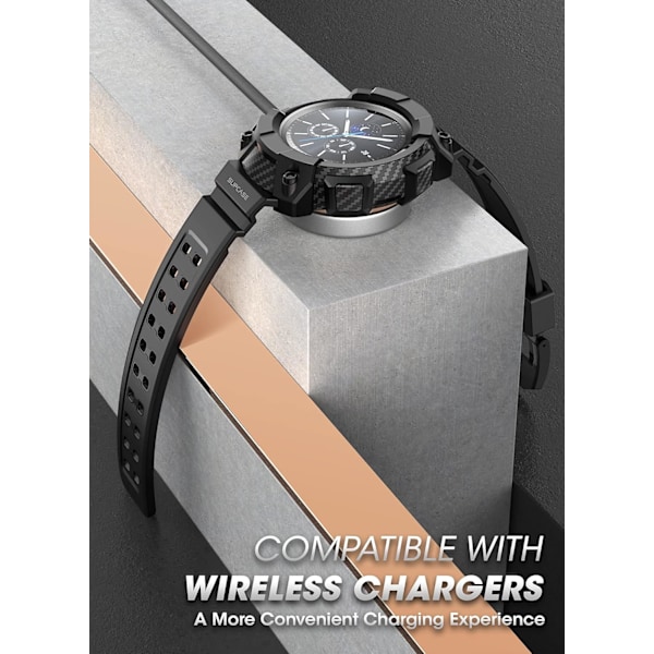 [Unicorn Beetle Pro Series Case för Galaxy Watch 3 [45mm] 2020 Release, Robust skyddande fodral med remmar Svart  Svart