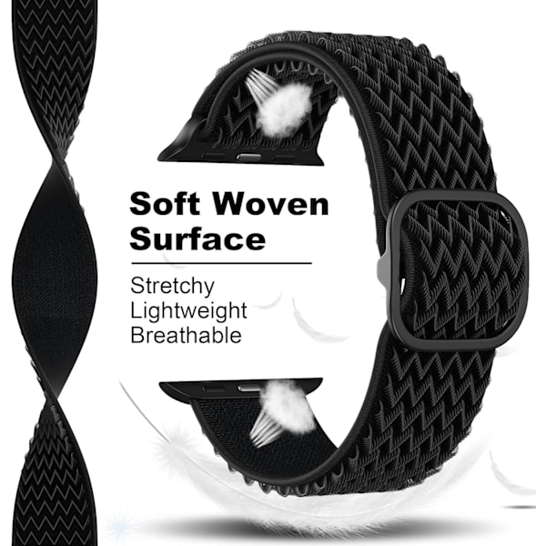 Nylon Elastisk Solo Loop Rem kompatibel med Apple Watch Rem 44 mm