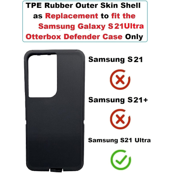 Udskiftnings TPE Gummi Ydre Skal Kompatibel med Galaxy S21 Ultra Defender Series Cover (Sort) Sort