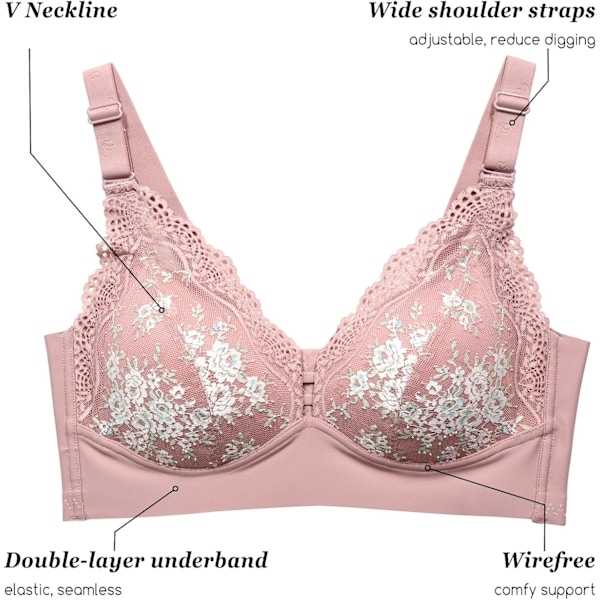 Trådlösa bh-kuddar vadderad spets bralette push up bekväma behåar