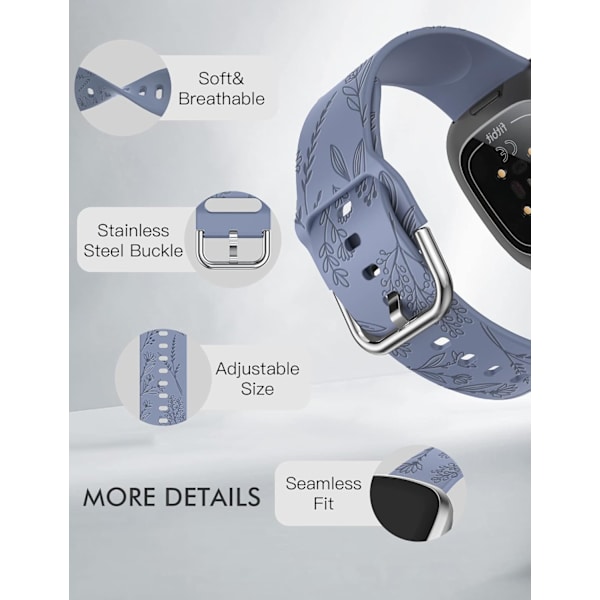 Graverede silikone remme til Fitbit Versa 4/Sense 2/Versa 3/Sense