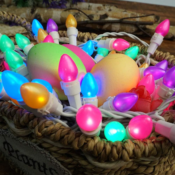 Påskljussträng 50 LED Flerfärgade Julgransljus Vit Tråd Pastell Strängljus Anslut för Sovrum Inomhus Uteplats Krans Karneval Påsk