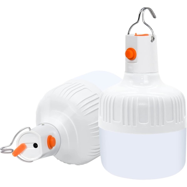USB Campinglykta - 600LM 3 Lägen LED | Uppladdningsbar & Vattentät för Utomhusbruk, Nödsituation, 2-pack
