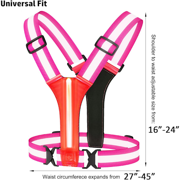 LED-refleksvest - løpeutstyr. USB-oppladbar LED-lysvest