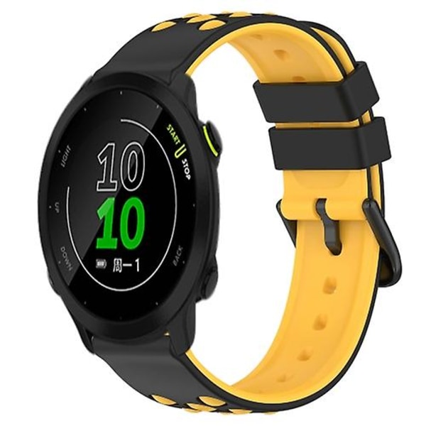 For Garmin Forerunner 158 20mm To-farvet Porøs Silikone Urrem ZQW Black-Yellow