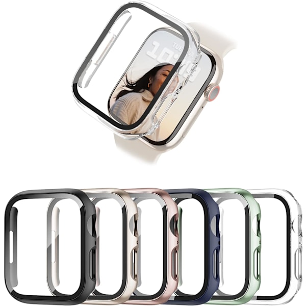 6-pack case kompatibel med Apple Watch Series 8 Series 7 41Mm, hård