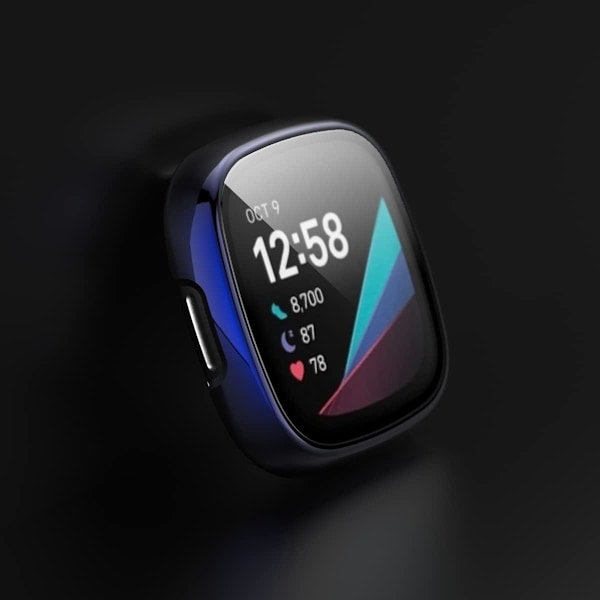 Blå blød TPU-belagt etui til Fitbit Sense/Fitbit Versa 3 - Stødsikkert Anti-Drop Cover