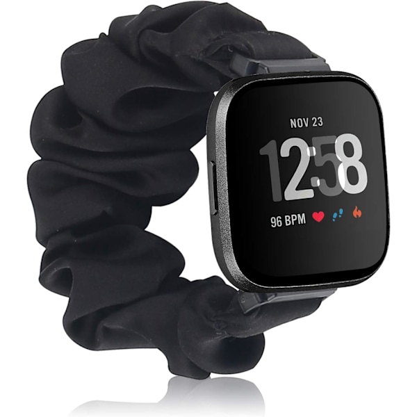 Scrunchie-rem elastisk klockarmband för Fitbit Versa - Tryckt tygtyg mönsterersättningsarmband