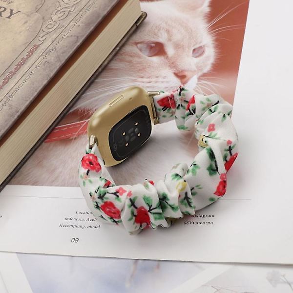 Universell hårslinga i tyg för Fitbit Versa 4 / Sense 2 Red Floral
