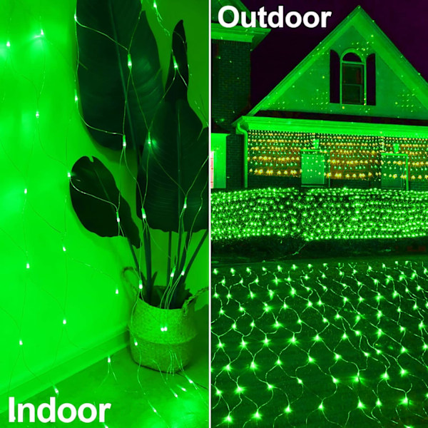 Grønne julelys til udendørs dekoration, 9,9ft x 6,6ft 264 LED indendørs blinkende netlys, IP44 vandtæt 8 tilstande fe netbusk grøn