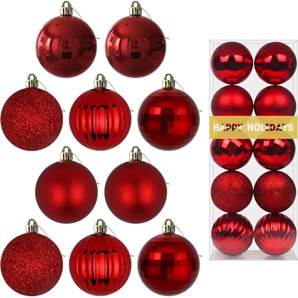 Red 2.5" Christmas Balls Christmas Tree Decoration Ornaments Shatterproof