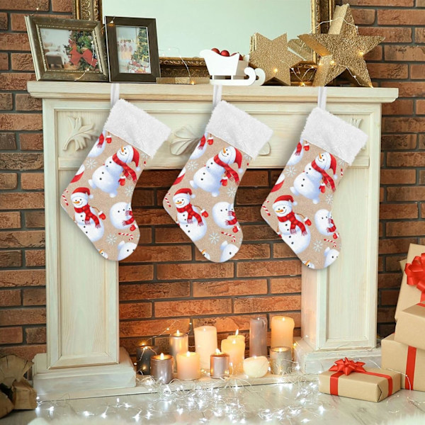 Julklapp, Personliga Julklappsstrumpor 2-pack Snögubbe Snöflinga Jul 18 tum Julstrumpor Hängande Ornament Eldstad