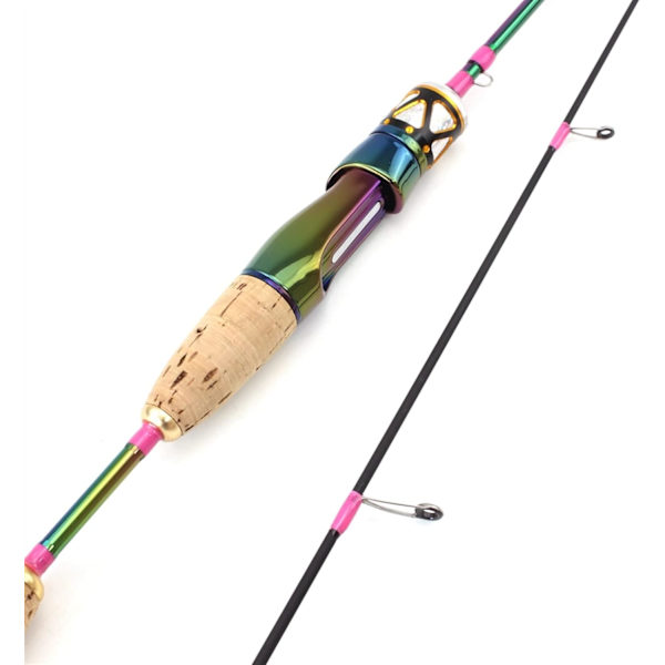 1,68 m farverig 2-spids kulfiber spinne- og kastefiskesstang med solid spids til ørredfiskeri, UL-effekt, ultralet 3-7 g, bærbar fiskestang (farve: Spinnestang
