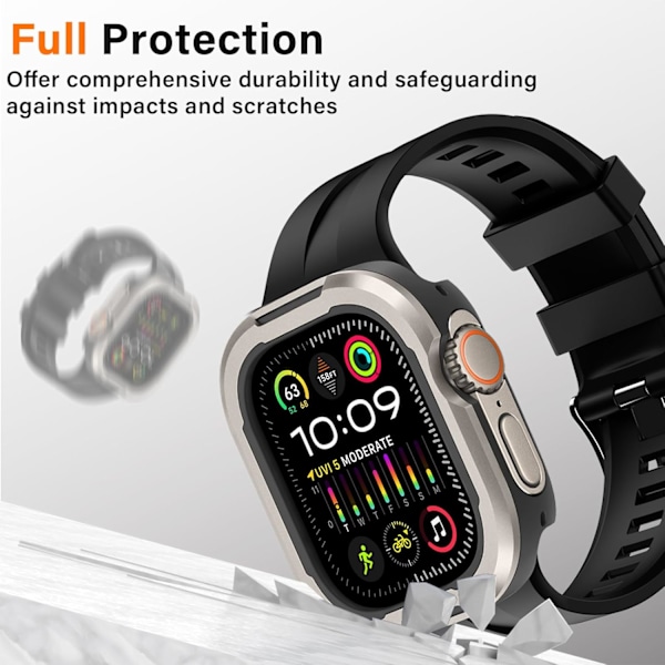 Robust Etui Kompatibelt med Apple Watch Ultra 2/Ultra Etui 49mm, Metal Bumper og TPU Slankt Beskyttelsescover til iWatch, Original Original 49mm