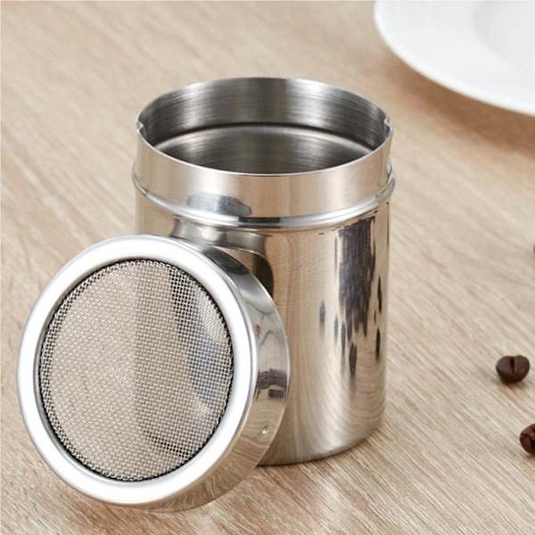 Kaffe-dammvippa i rostfritt stål med latte-mallar för choklad-shaker-mallar, ströverktyg