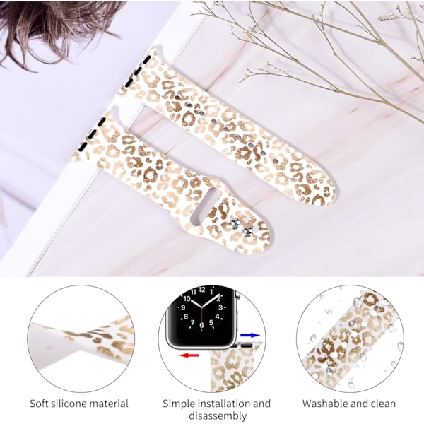 Kompatibelt band med Leopard Apple Watch Band 38mm 40mm 49mm 41mm