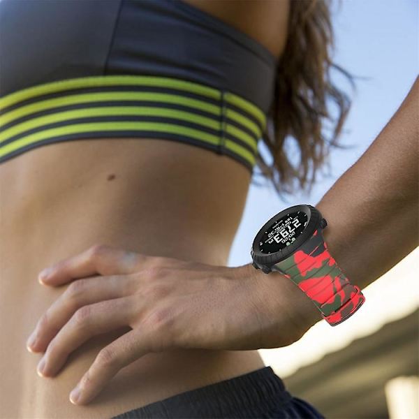 För Suunto Core Tpu Printed Watch Band HXQ Red Camouflage