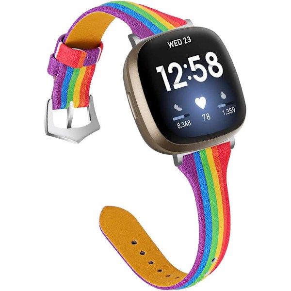 Färgglada läderband kompatibla med Fitbit Versa 4/Versa 3/