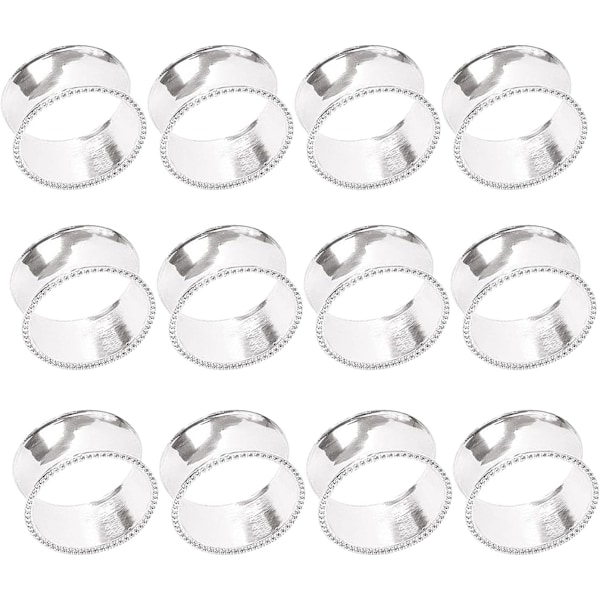 Servettringar Set om 12 Servetthållare för Bröllop Semester Silver Bulk Servett