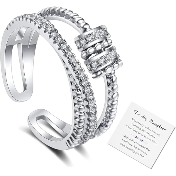 Fidget Ring för ångest kvinnor - Pärlor Spinner Ring från mamma till kvinnor eller flickor