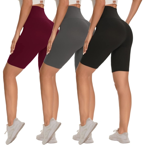 3-pack cykelbyxor för kvinnor – 8\" mjuka, högmidjade shorts med magkontroll