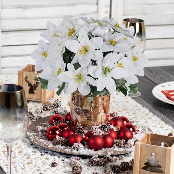10 stj konstgjorda julblommor julstjärnor buskar siden julstjärnor blommor