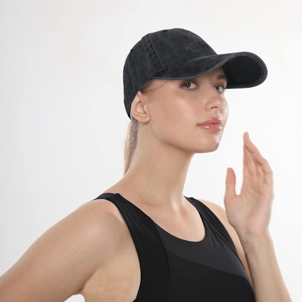 Vasket slidt twill bomulds baseball cap - Dad Hat