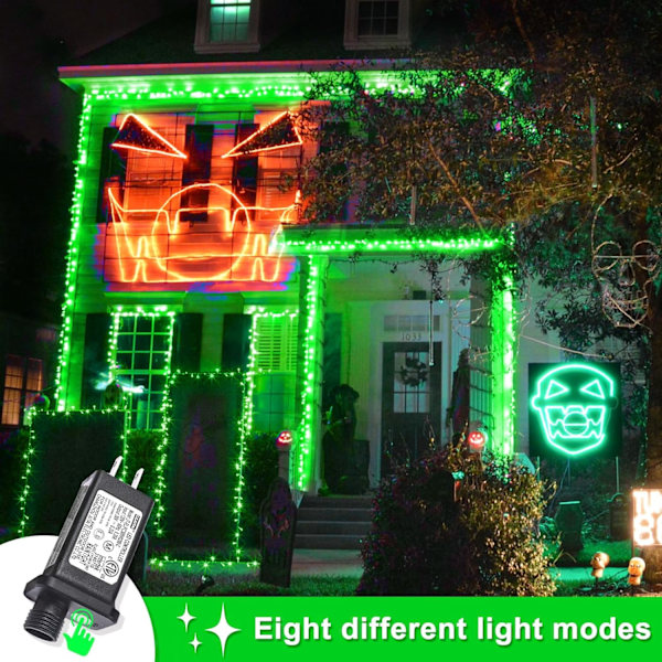 250 LED gröna ljusslingor, 82 fot St Patrick's Day genomskinlig tråd 8 lägen gröna julgransljus utomhus, plugga in vattentäta blinkande ljusslingor för