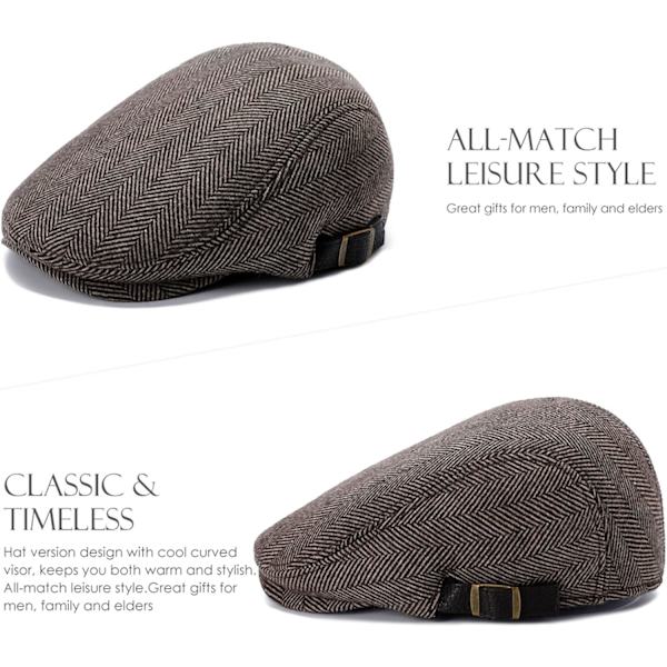Herre Newsboy Cap Vinter Baret Hat Flat Cap