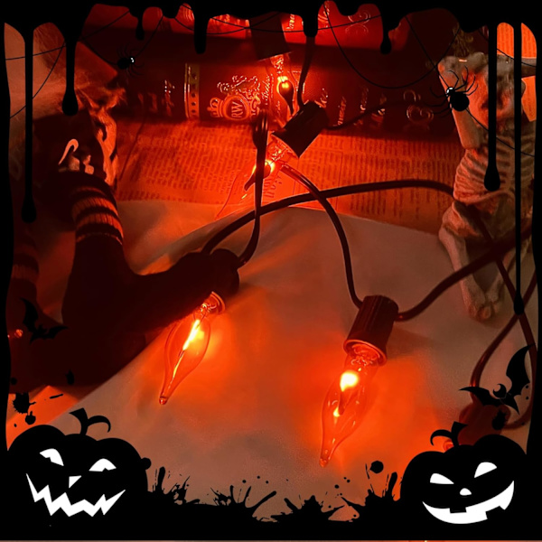 C18 Flimrande Flamsträngslampor, 10Ft  Stränglampor med 10 Flimrande Flamlampor för Utomhusträdgård Hem Halloweenfest, Klar Klar