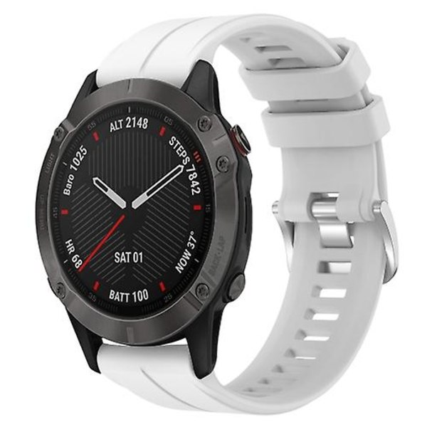 För Garmin Fenix 6 Sapphire Gps 22mm Solid Color Silikonklockarmband QOO White