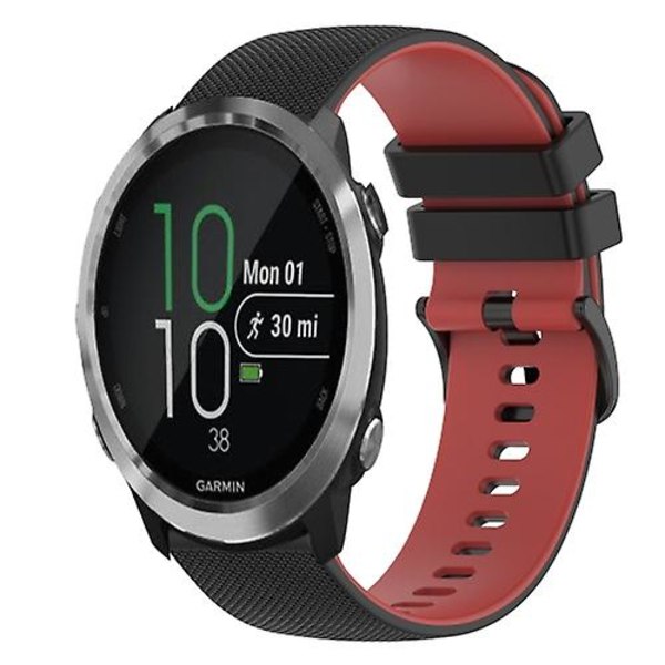 Rutiga tvåfärgade silikonarmband för Garmin Forerunner 645 20 mm KTZ Black-Red