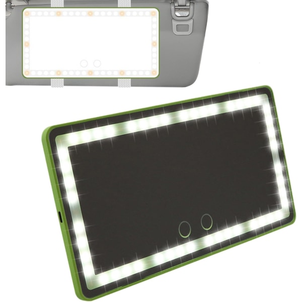 Bilspegel LED-ljus smink spegel, automatisk backspegel smink spegel med LED-ljus | Backspegel kosmetisk spegel med dimbara tre-hastighets LED-lampor för D D