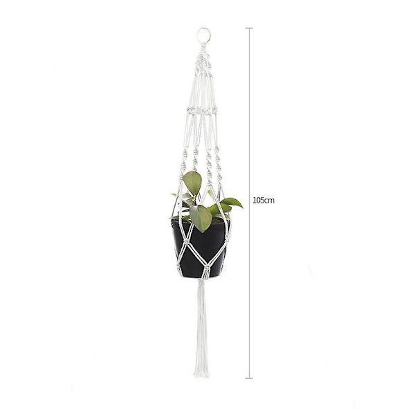 Set med 4 Macrame hängande korgar Bomullsrep hängande plantera blomkruka växt