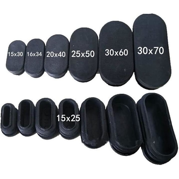 10 st Plast Ovalrör Insats Plugg Rörs Hål Lock Möbel Nivåfötter Pad Halkskydd Bord Stol Benlock Golvskydd Matta (Färg: 30x60mm