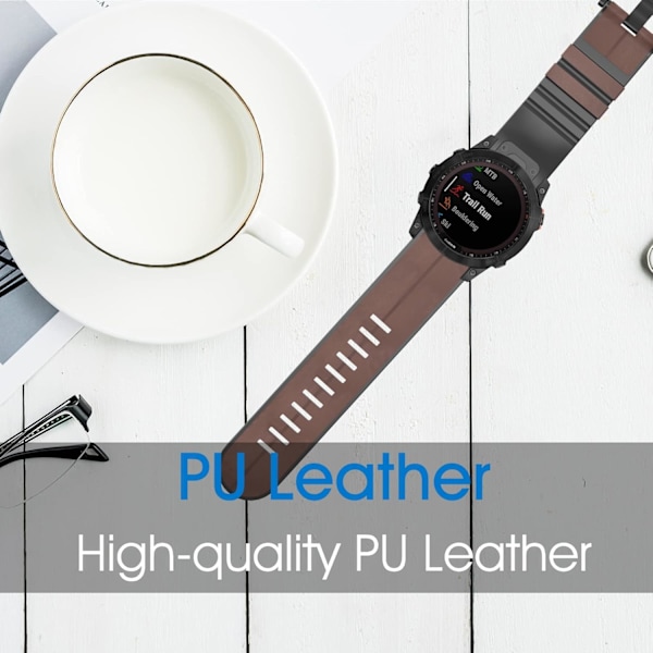 Kompatibel Fenix ​​5-band 22 mm bredd Sticked läder watch