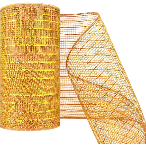 Deco Mesh 5,9 tommer x 30 fod Dekor Mesh Bånd med Metallic Foil Deco Mesh