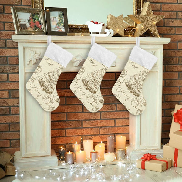 Julklapp, Personliga Julklappsstrumpor 2-pack Julgran Rensa Retro Jul 18 tum Julstrumpor Hängande Ornament Eldstad för Ba