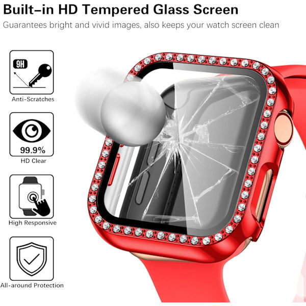 Hårt fodral för Apple Watch 42 mm, Bling Diamonds med skärmskydd