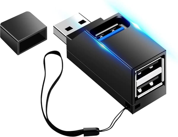 wxsp USB 3.0 Hub, 3-ports splitter (2 USB 2.0 + USB 3.0), højhastighedsdataadapter til pc-bærbar computer og flashdrev