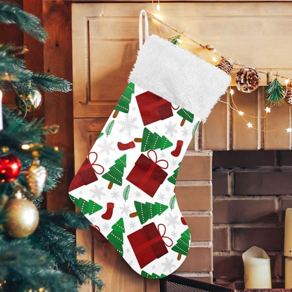 Julklapp, Personliga Julklappsstrumpor 2-pack Julgran Snöflinga 45,7 cm Julstrumpor Hängande Ornament Eldstad för Träd