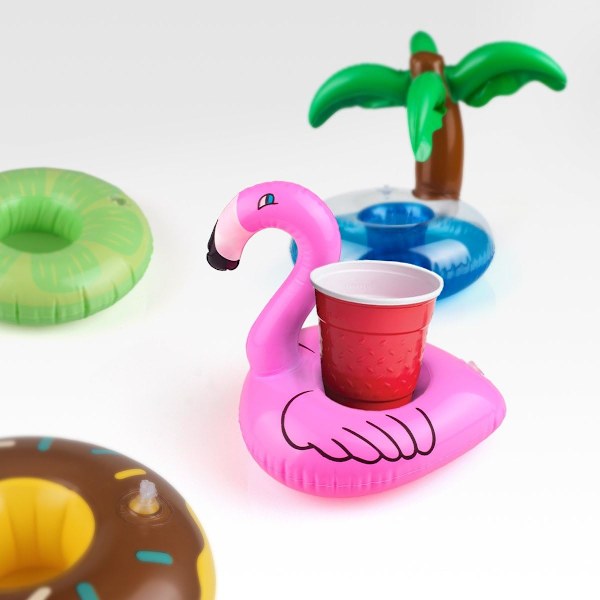 Uppblåsbara dryckeshållare för pool med miniluftpump (11-pack)