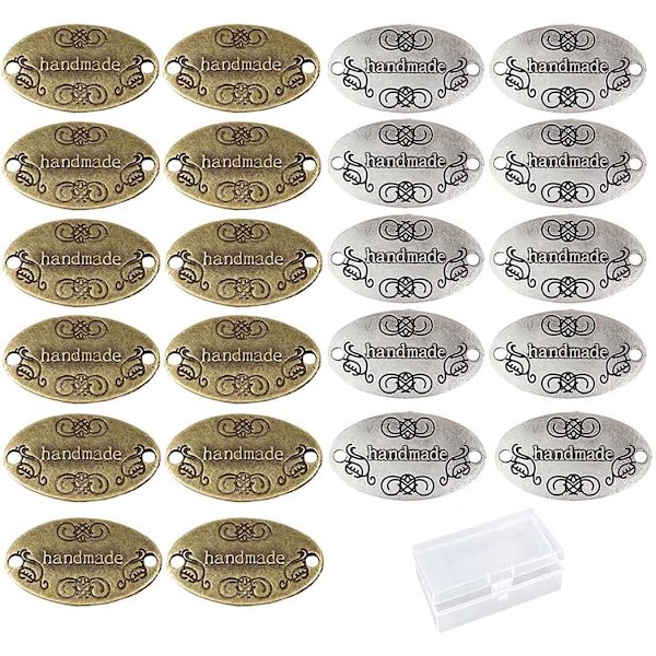 Håndlavede metal etiket charms (60 stk.) - DIY smykkefremstillingsmaterialer