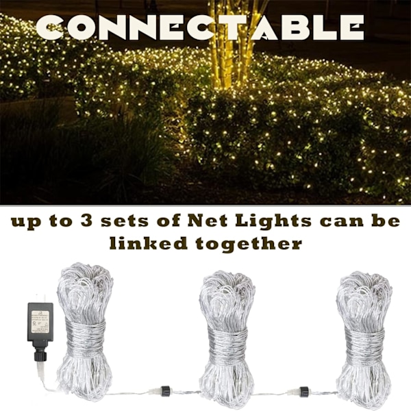 Nätljus utomhus, 480 LED paviljongnätljus, 10×10 FT anslutningsbara ljusslingor med 8 belysningslägen, LED-nätljus för buskar, trädgård, 10×10