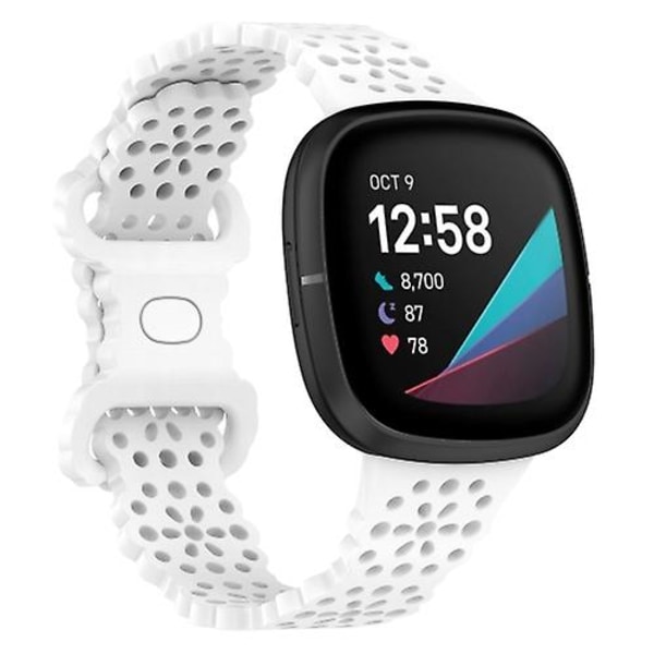För Fitbit Versa 4 / 3 / Sense 1 / 2 Spetsad ihålig silikonklockarmband HWP White
