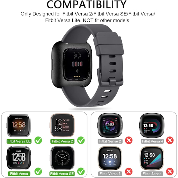 3-pack silikonband för Fitbit Versa - Klassiska ersättningsarmband