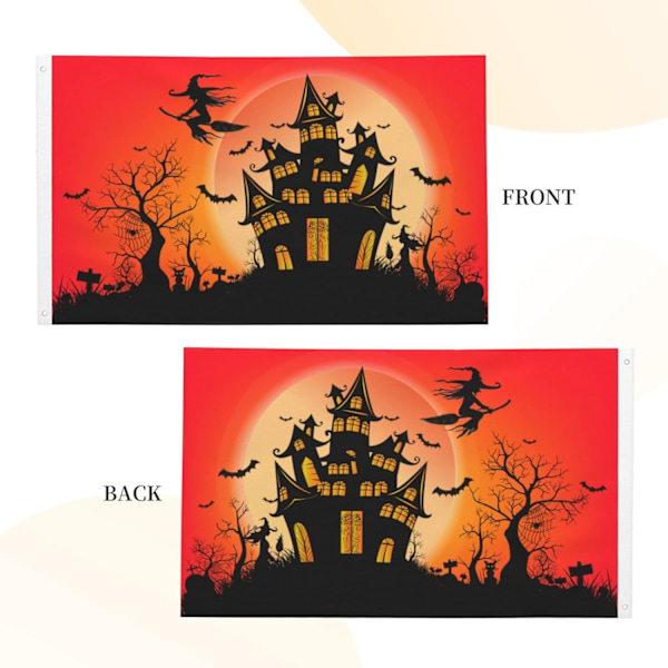 Halloween Häx Slott Måne, 3x5ft Polyester Banner med Öglor, Trädgård Gård Hus s Inomhus och Utomhus Sport Dekoration Halloween Halloween