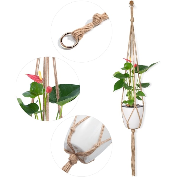 Växthängare för inomhusmakrame hängande planteringskärl (6-pack)