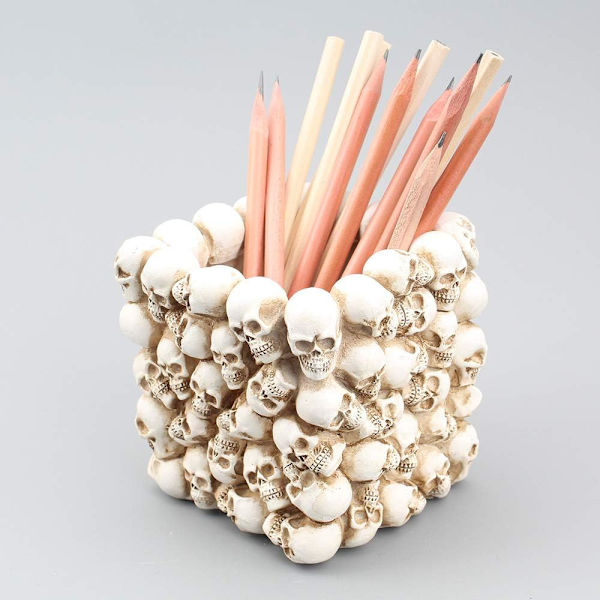 Hlloween Dekorationer Gaver Nyhed Kranieholder Kreativ Skeletnøgle Makeupbørsteholder Uhyggelig Harpiks Håndværk Blyantsholder Gotisk Desktop Flere Mini