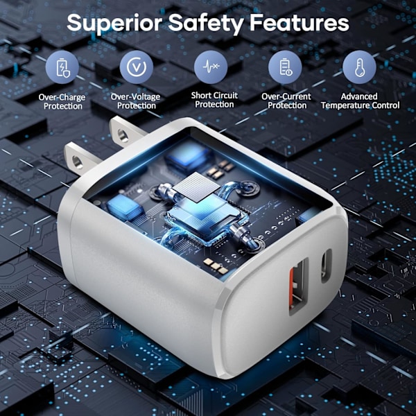 USB-C vegglader, 20W Type-C hurtigladerkontakt